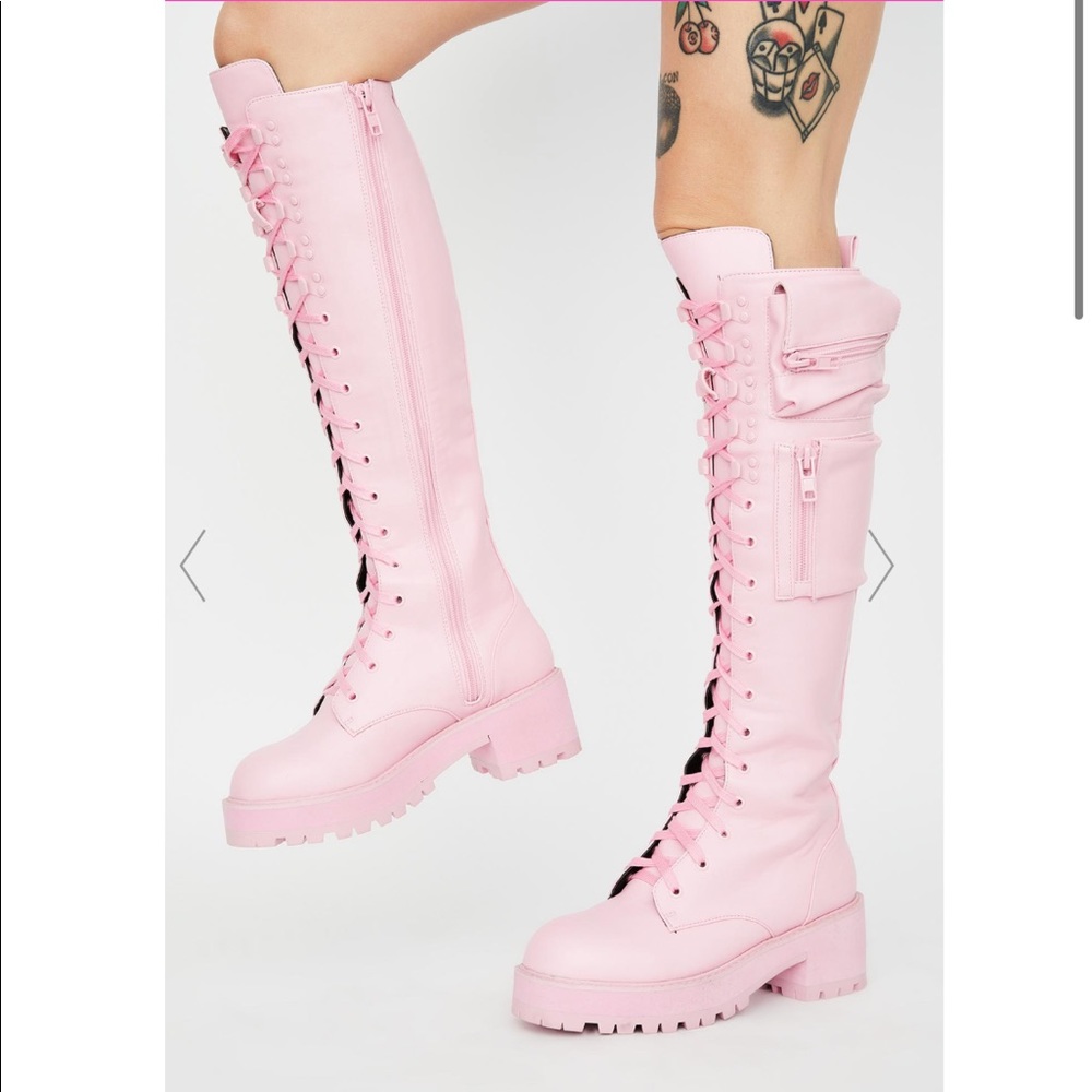 NWOB Sugar Thrillz Pink Obsidian Boots Dolls Kill